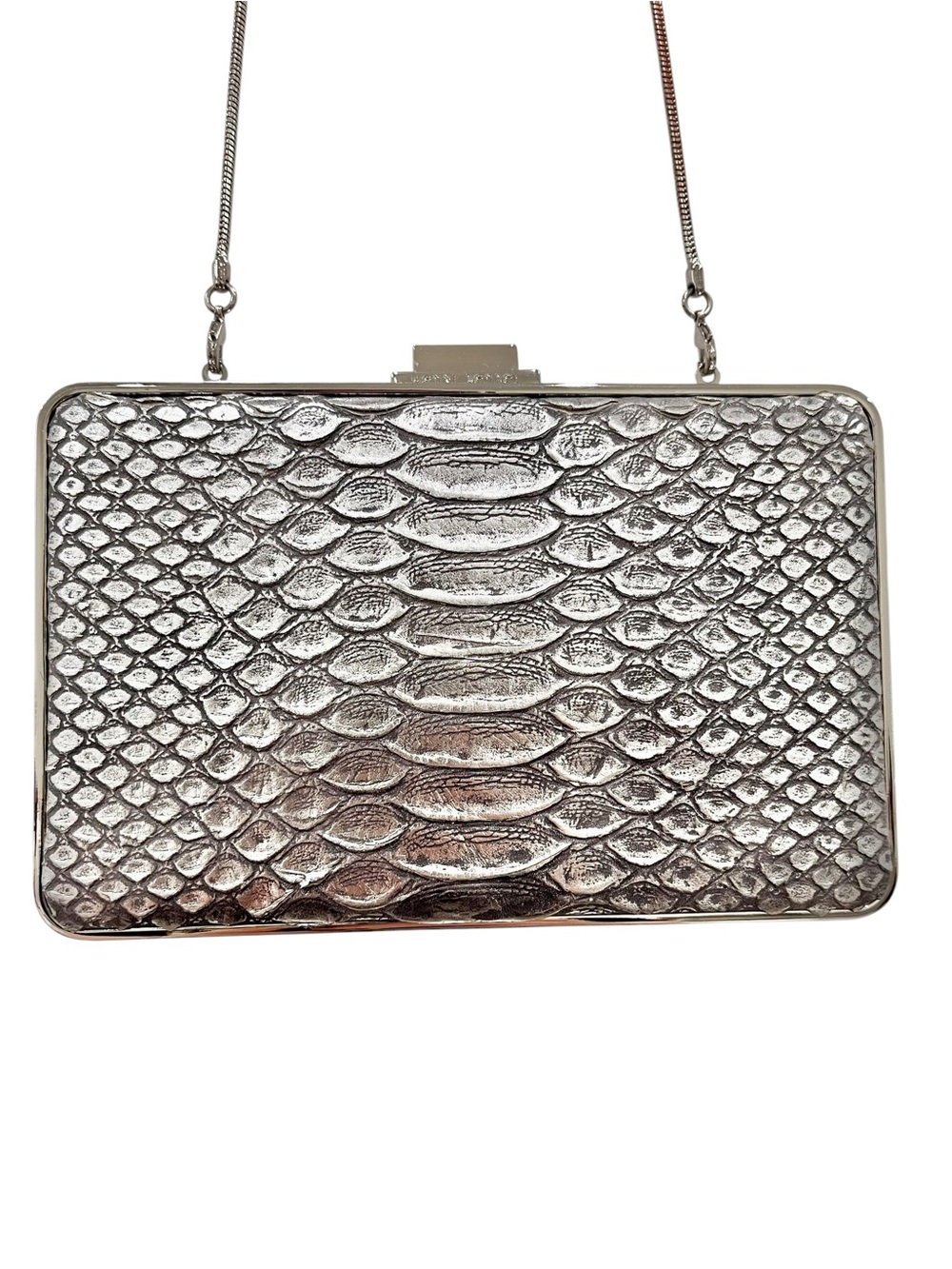 Henri Bendel Party Starter Box Clutch/Shoulder Snakeskin Embossed Leather NWOT
